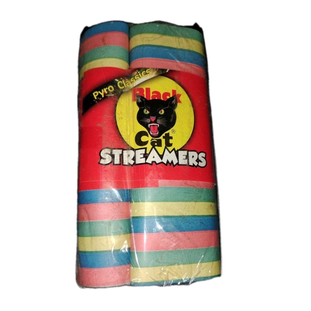 Pyro Classics Black Cat Streamers, 2 Rolls of, primary colors Rare HTF BCNY3101